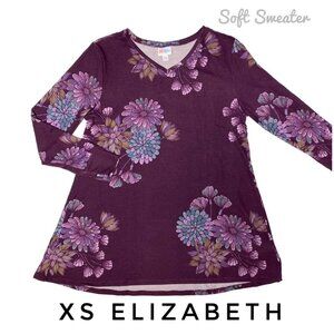 Purple Floral V-Neck Sweater